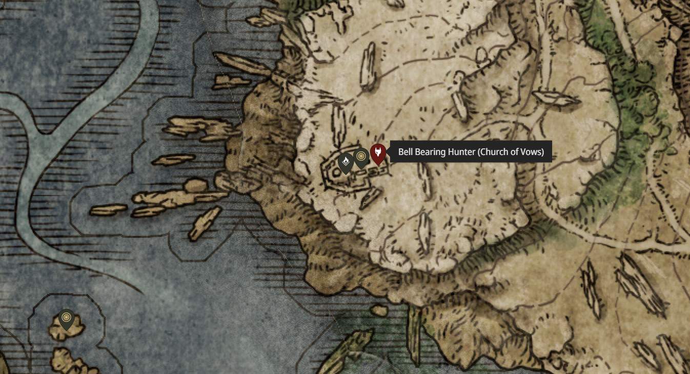 Posizione dell'invasore npc di Bell Bearing Hunter (Church of Vows).