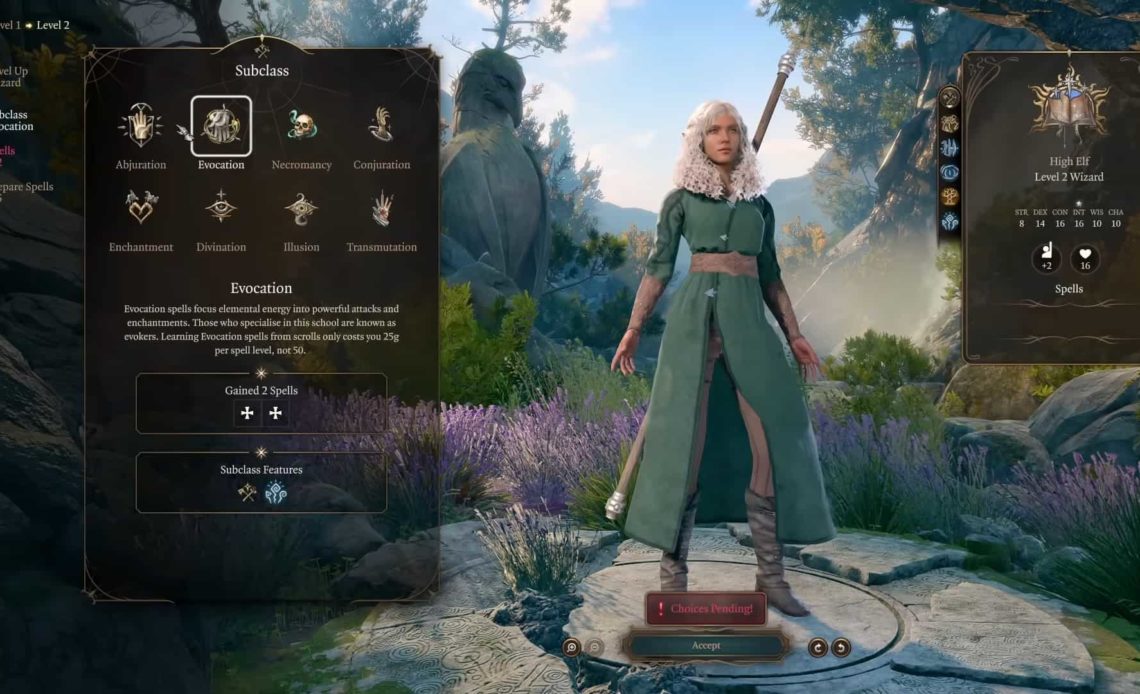 BG3 School of Evocation Wizard