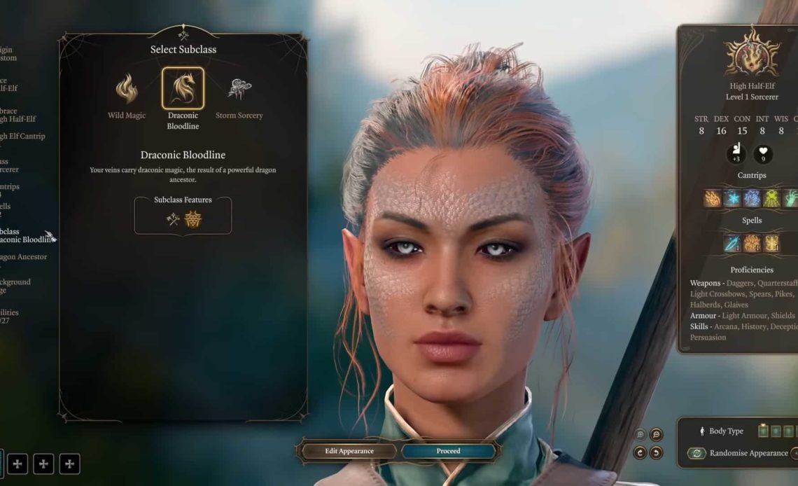 Baldur's Gate 3 Draconic Bloodline Build