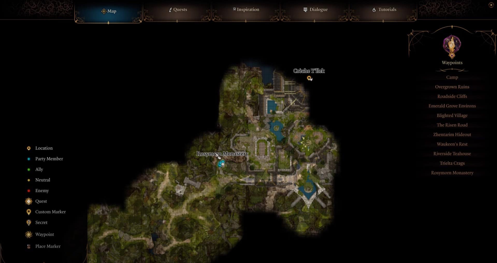 baldur's gate 3 posizione del monastero di rosymorn