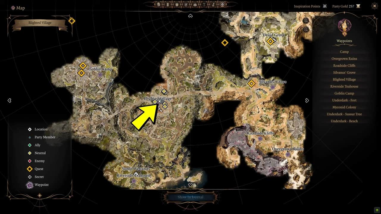 Posizione del mulino a vento del villaggio corrotto Baldur's Gate 3