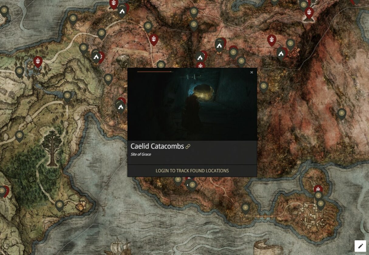 posizione dell'ombra del cimitero delle catacombe di caelid