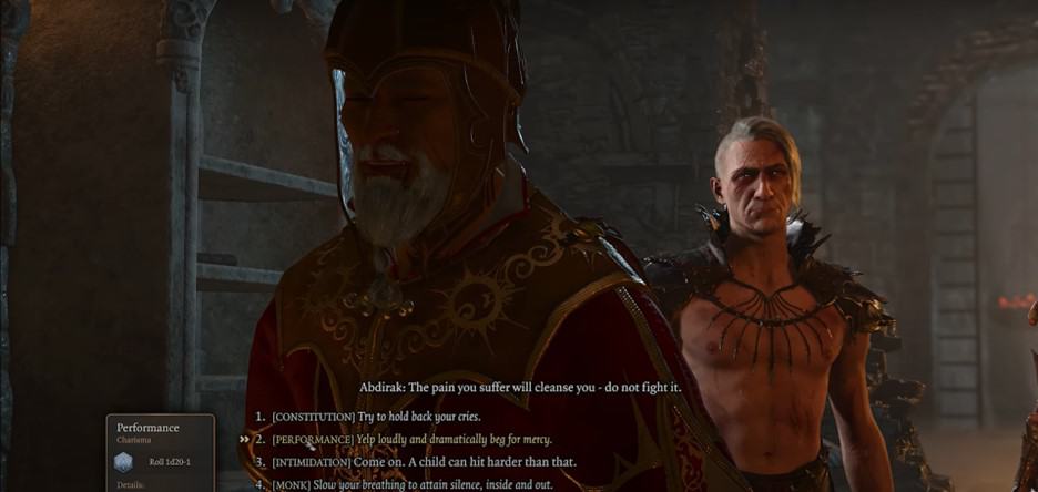 Controllo delle prestazioni di Abdirak in Baldur's Gate 3 