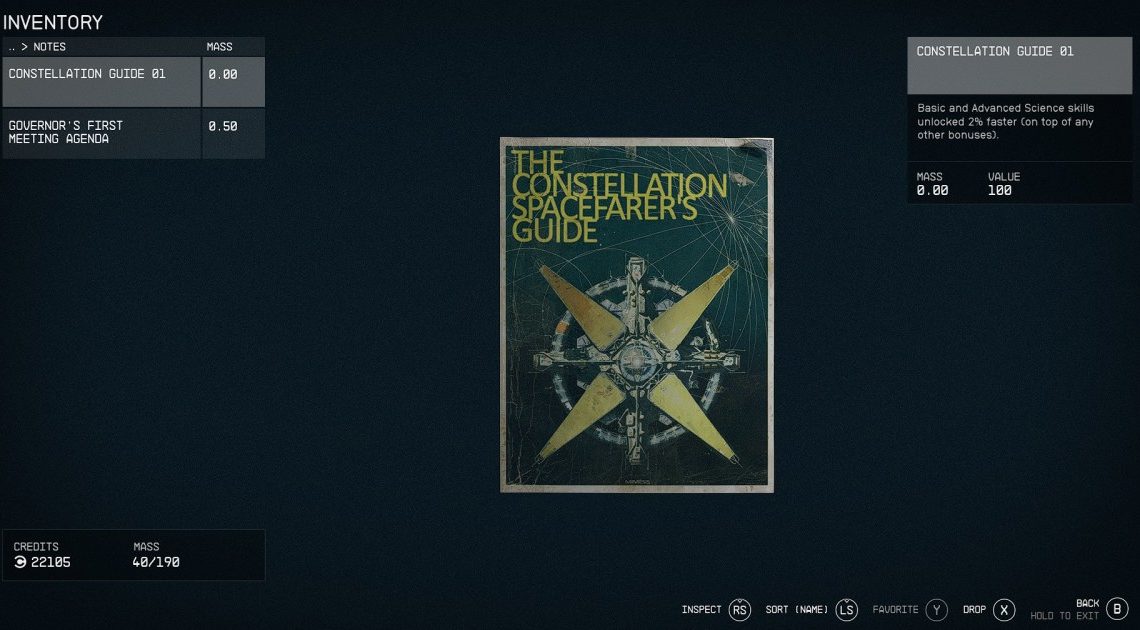 ID oggetto Starfield Skill Books: elenco dei comandi della console per le riviste