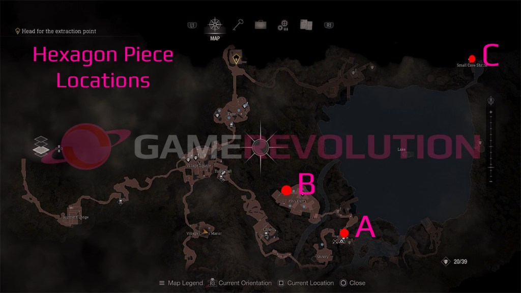 Mappa delle posizioni dei pezzi esagonali di Resident Evil 4 Remake