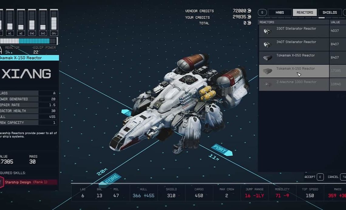 Best Ship Reactors starfield