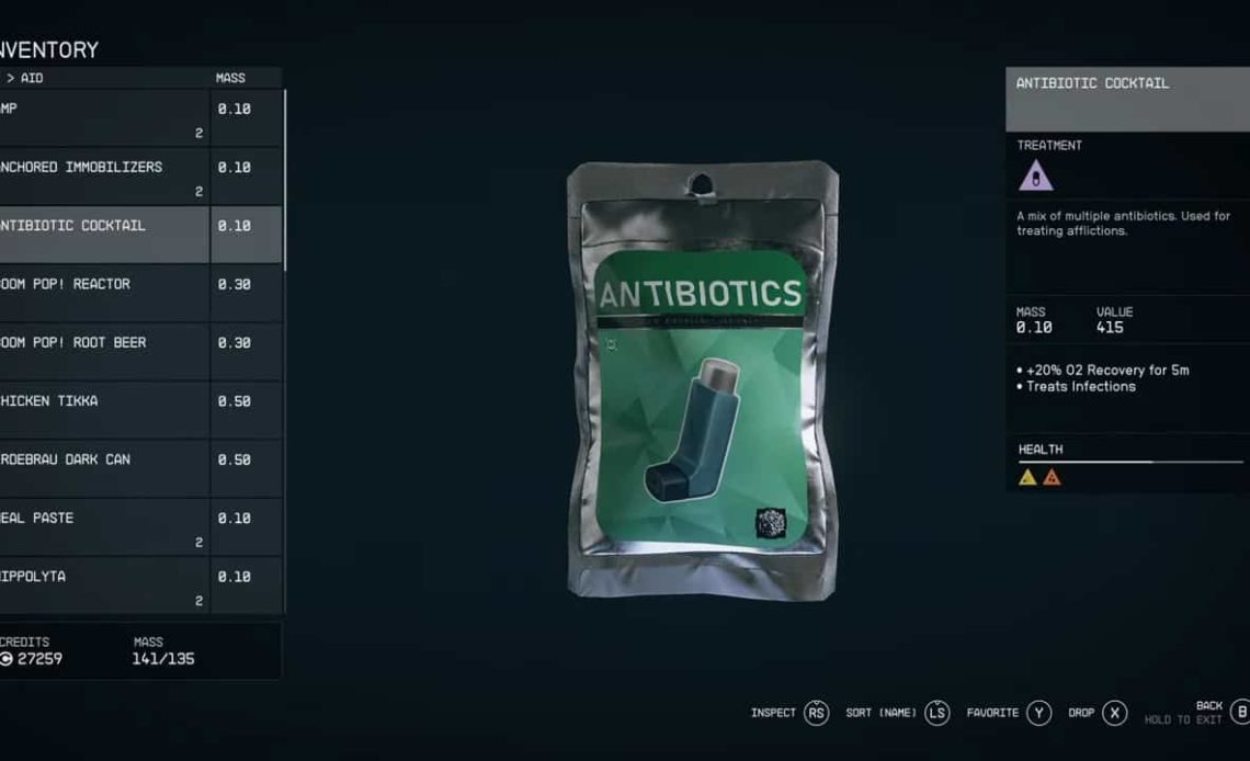 Remove Afflictions and Status Effects in Starfield