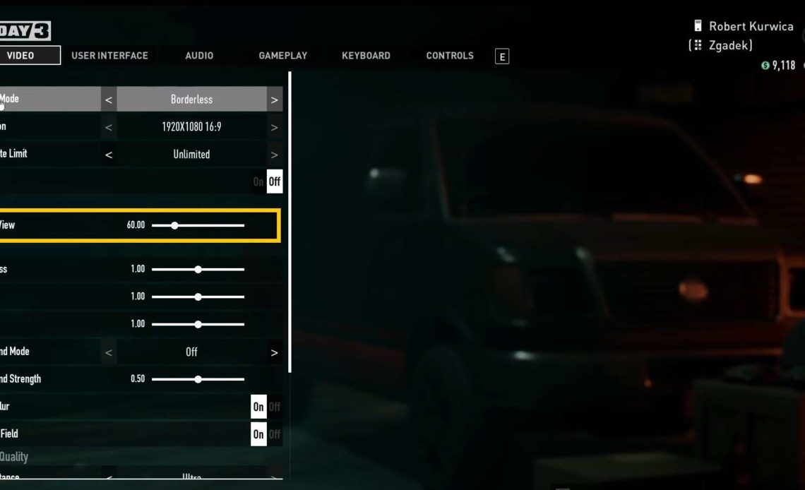 Change FOV in Payday 3