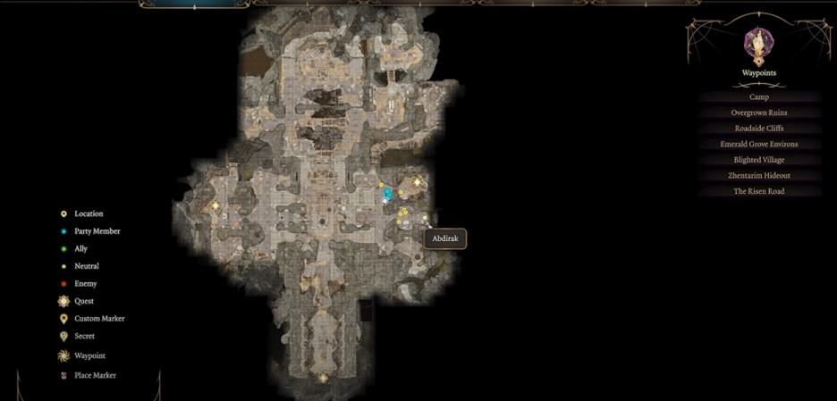 Posizione di Abdirak in Baldur's Gate 3