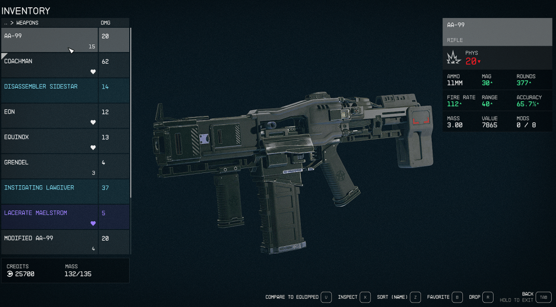 ID oggetto arma Starfield: elenco dei comandi della console per le armi