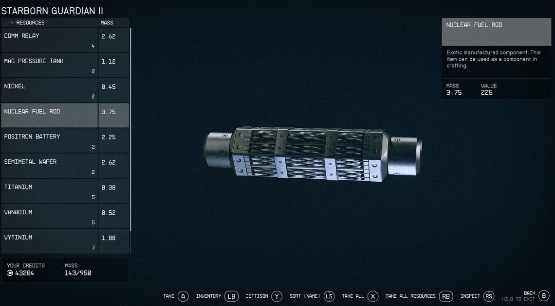 ID oggetto risorse Starfield: elenco dei comandi della console per i materiali di creazione