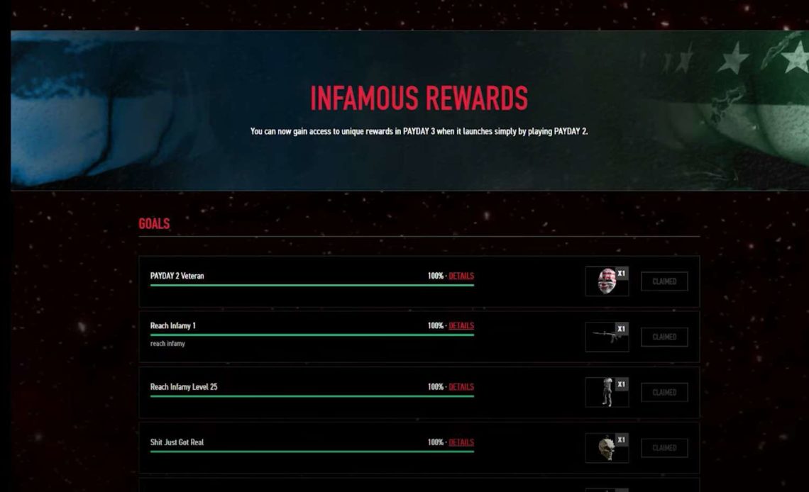 Payday 3 Infamous Rewards
