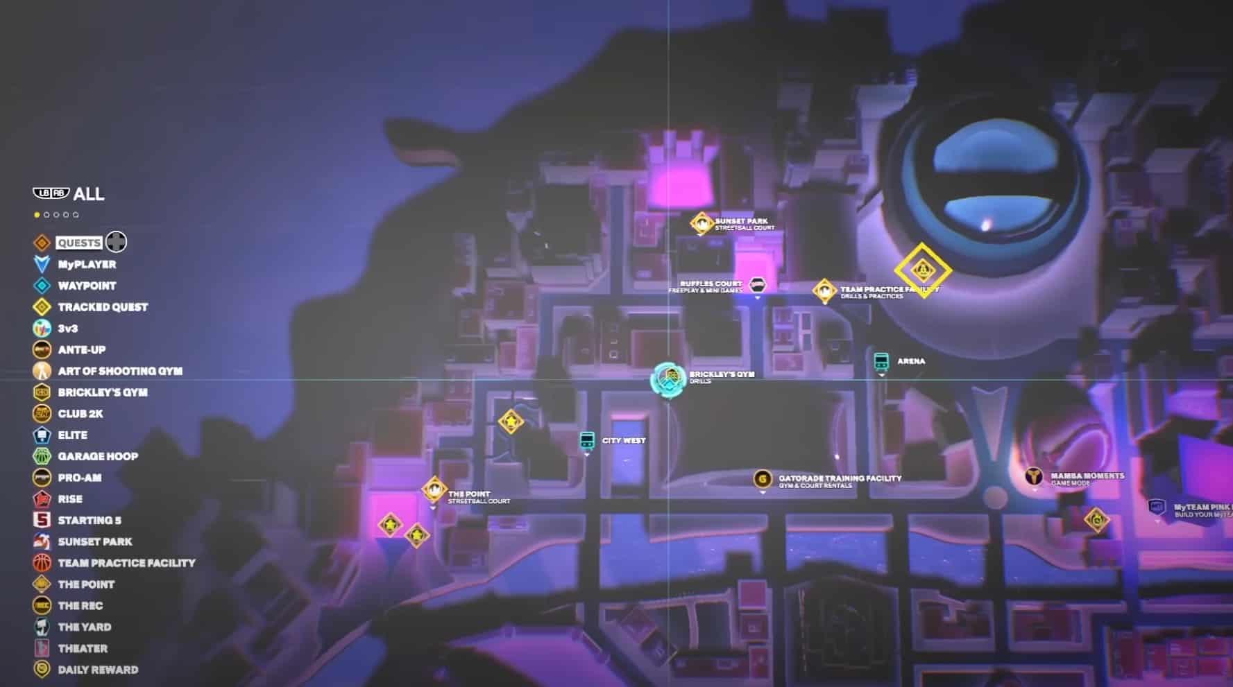 Posizione della palestra di Brickley in NBA 2K24