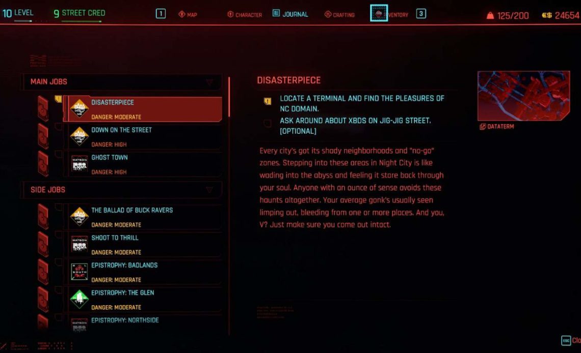 Disasterpiece Main Job in Cyberpunk 2077