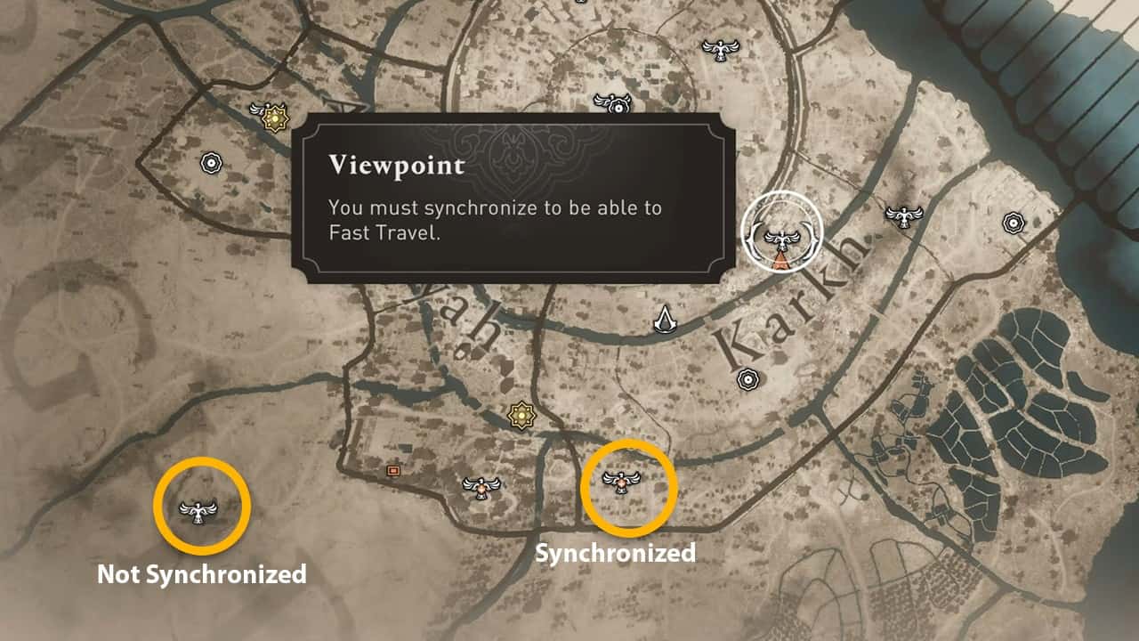 Sincronizza tutti i punti di vista per sbloccare nuove posizioni di viaggio veloce in AC Mirage. 