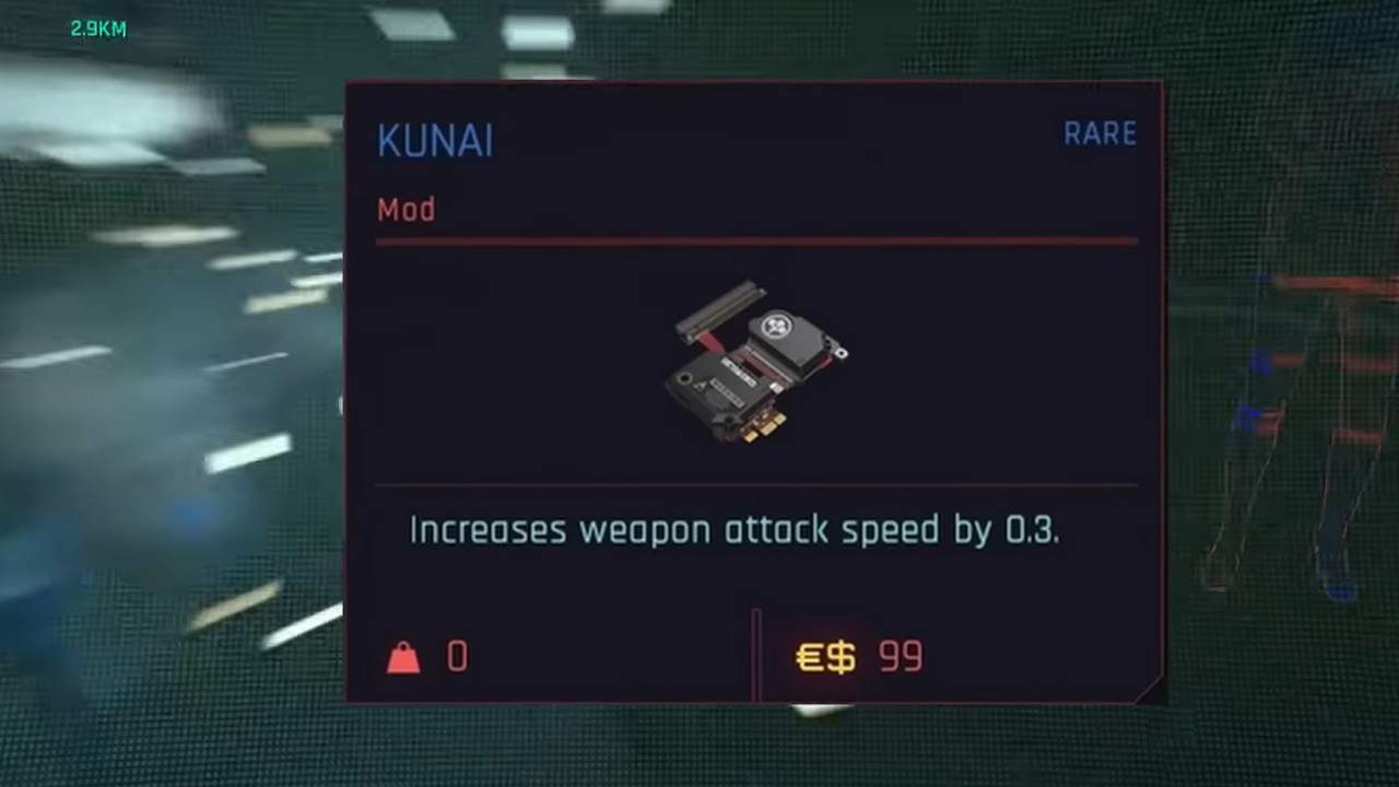 Kunai è un eccellente mod per armi in Cyberpunk 2077.