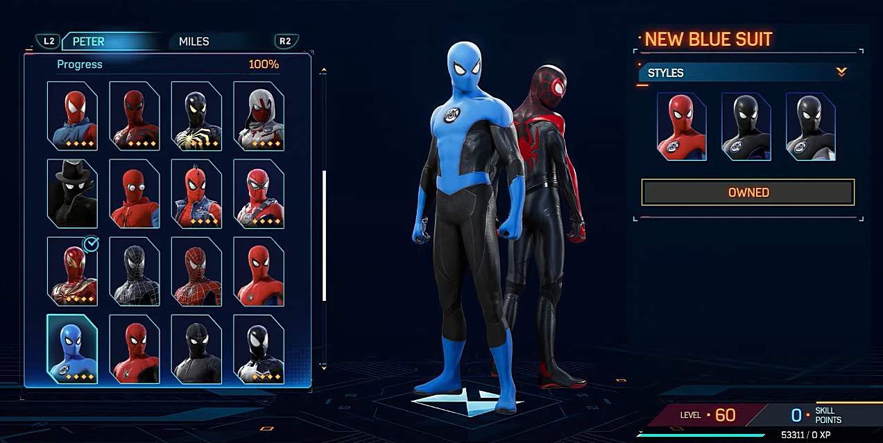 Nuovo costume blu Spiderman 2