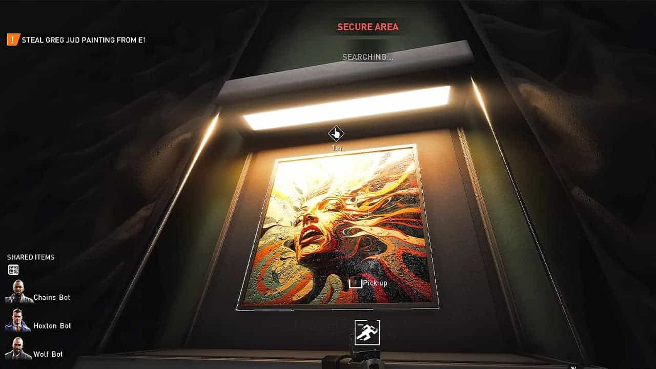 Il dipinto di Greg Jud è il primo oggetto da rubare nella rapina Under the Surphaze. 