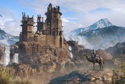 Assassin's Creed Mirage: un antico castello su una collina in lontananza.