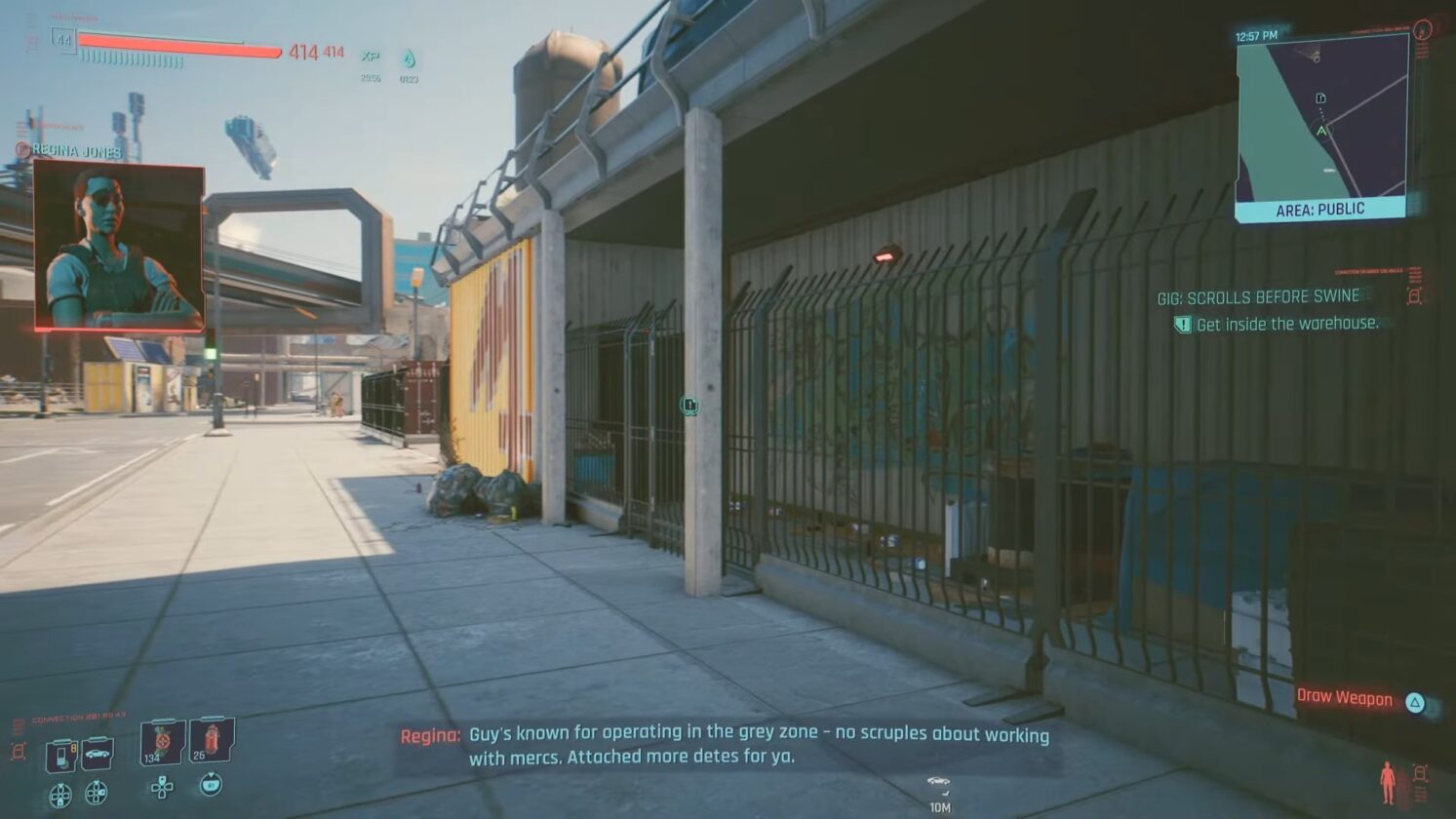 Ingresso sul retro del magazzino in Cyberpunk 2077