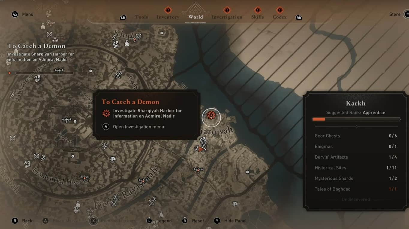 Posizione del porto di Sharqiyah in AC Mirage