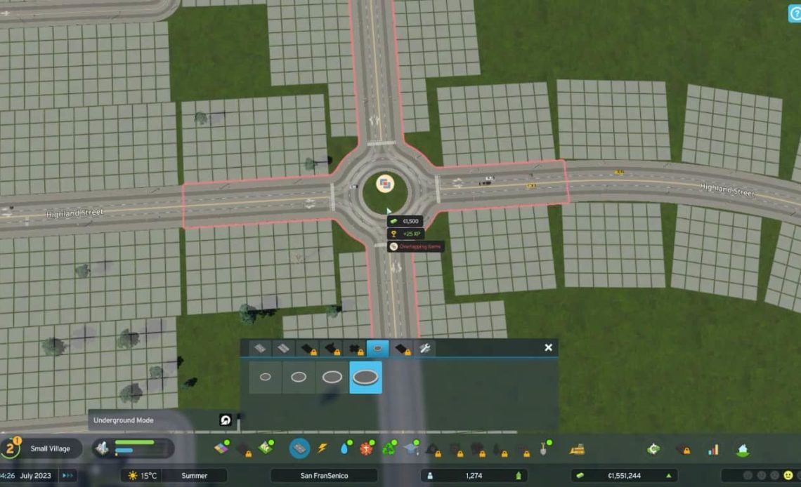 Build roundabouts in Cities Skylines 2
