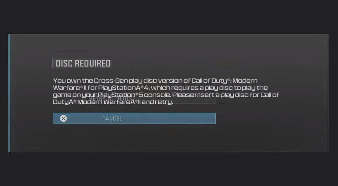 Bug richiesto dal disco di Modern Warfare 3: come correggere l'errore PS5 cross-gen