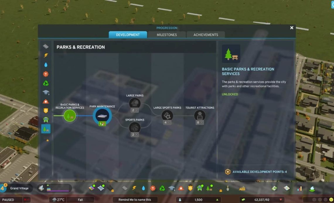 Parks & recreation in Cities Skylines 2