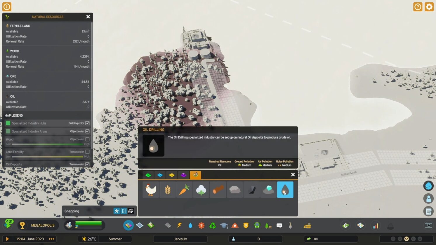 Zona di trivellazione petrolifera in Cities Skylines 2