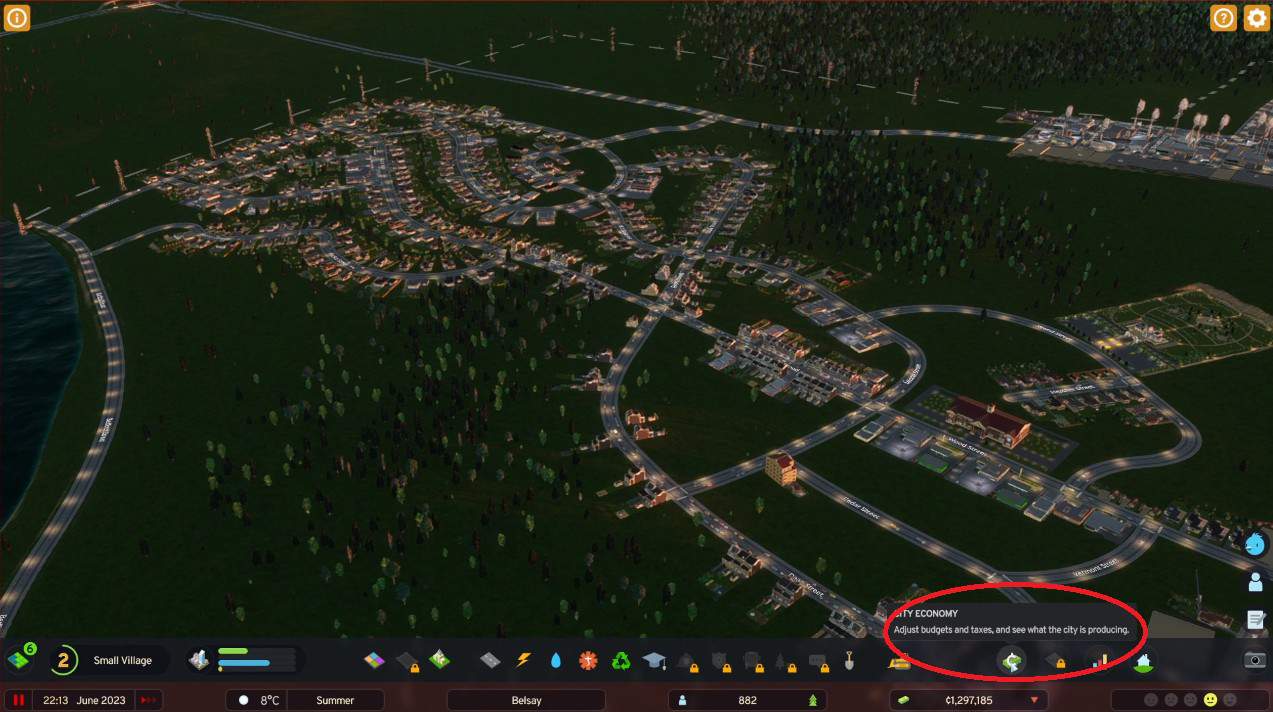 Opzione City Economy in Cities Skylines 2
