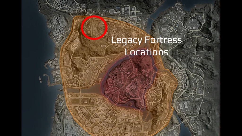 Mappa della posizione della fortezza legacy di MW3 Zombies