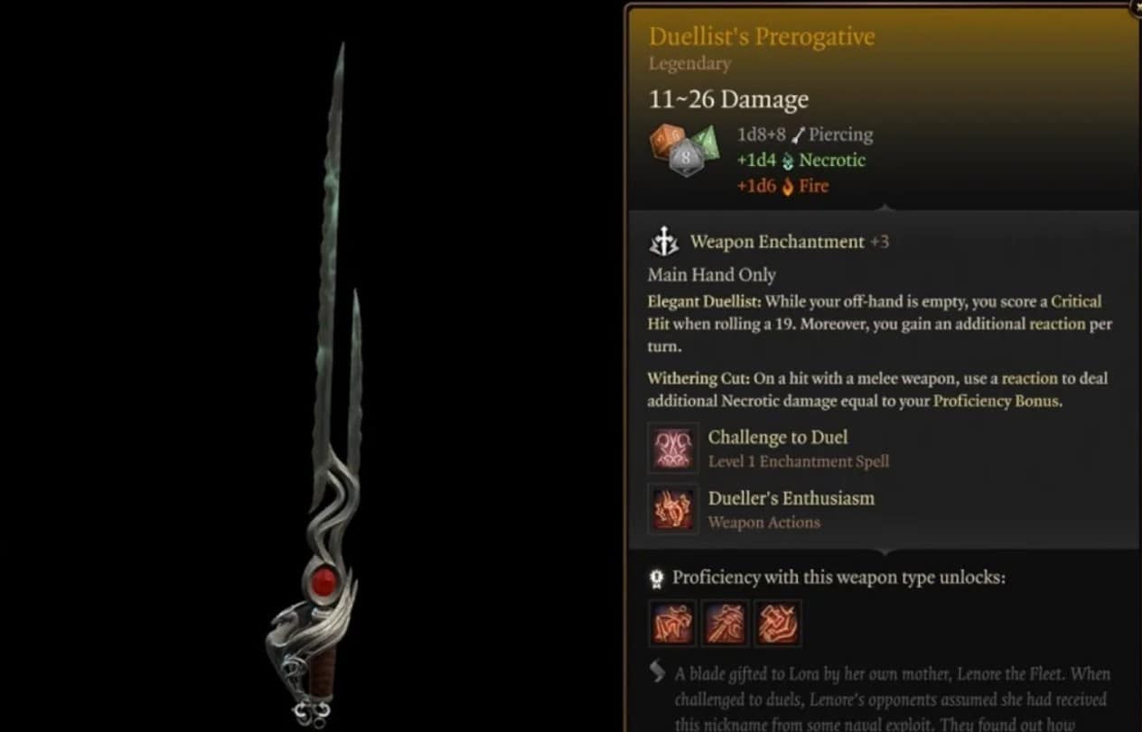 Statistiche di prerogativa del duellante in Baldur's Gate 3