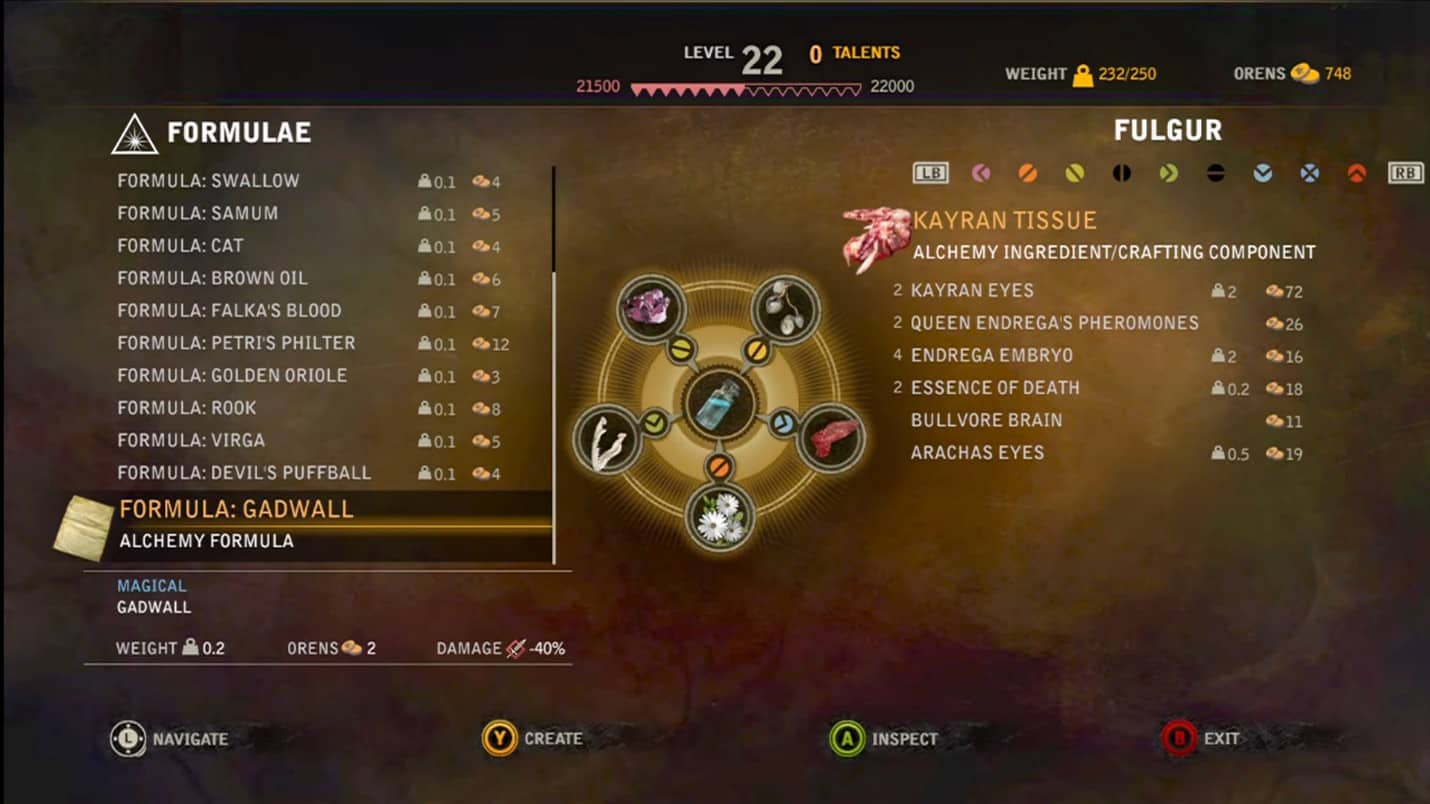 Formula della Pozione Canapiglia in The Witcher 2