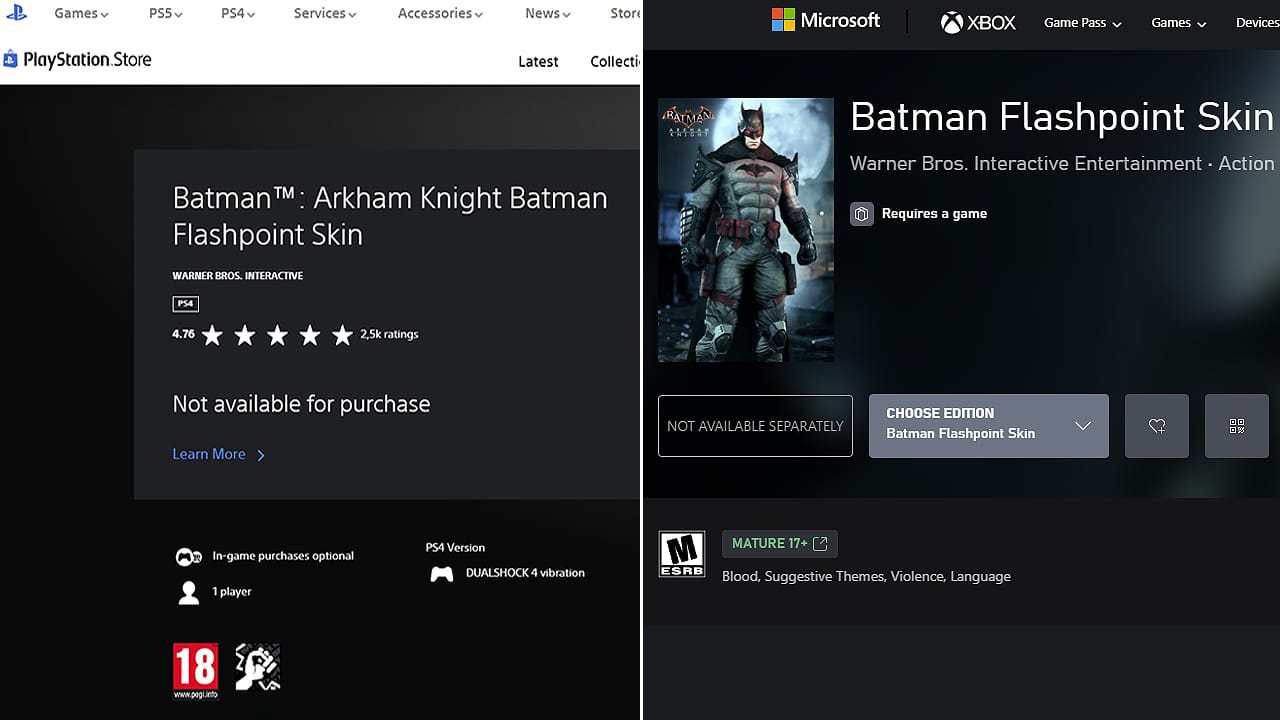 Skin Batman Arkham Knight Flashpoint non disponibile