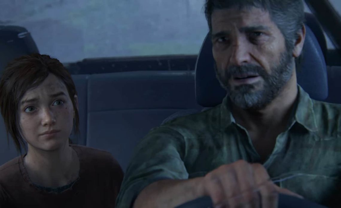 joel and ellie in the car on their way to pittsburgh in the last of us