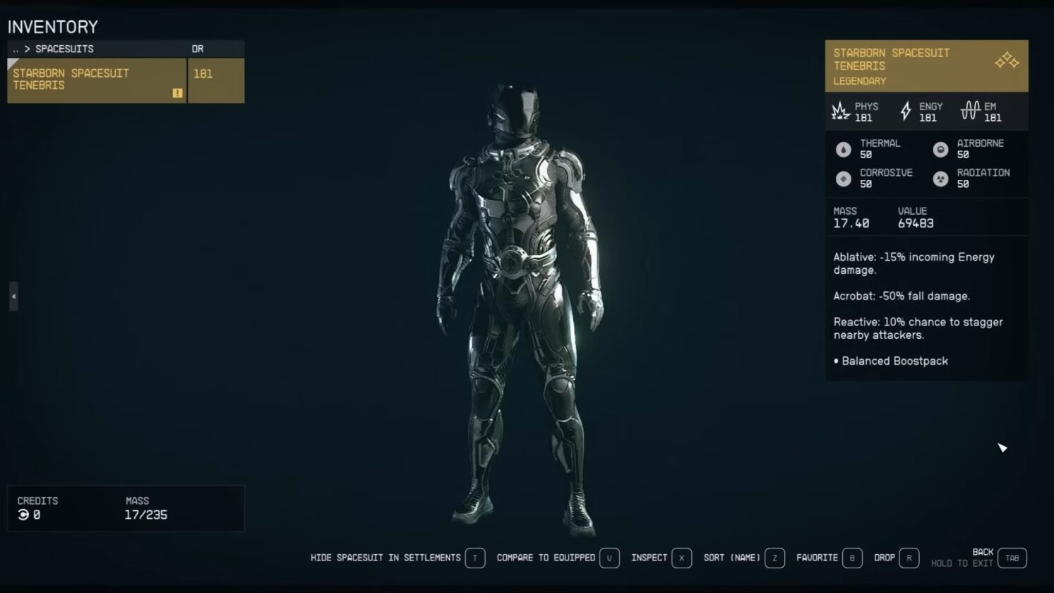Armatura oscura degli Starborn nello Starfield