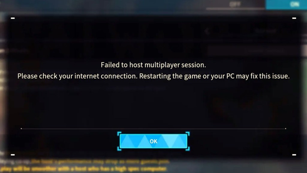 Palworld non è riuscito a ospitare il messaggio di errore della sessione multiplayer