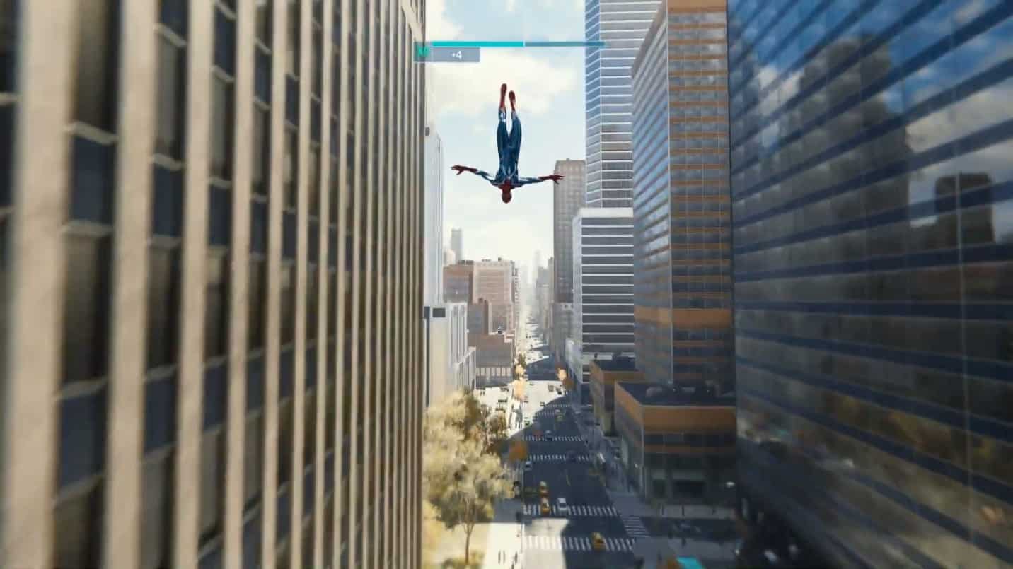 Spider-Man che dondola nell'aria