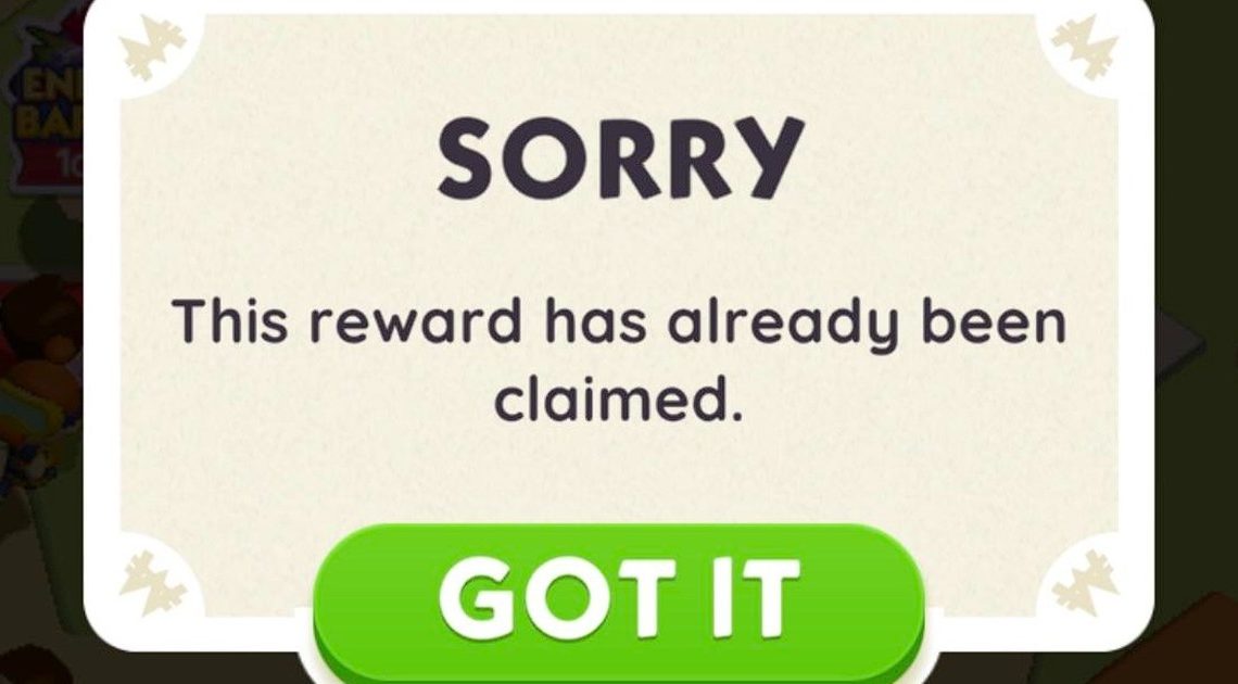 I collegamenti Monopoly Go Dice non funzionano Errore: "Siamo spiacenti, la ricompensa è già stata richiesta" Spiegazione del glitch