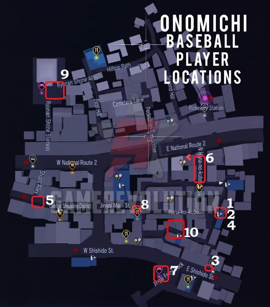 Mappa delle posizioni dei giocatori di baseball di Onomichi