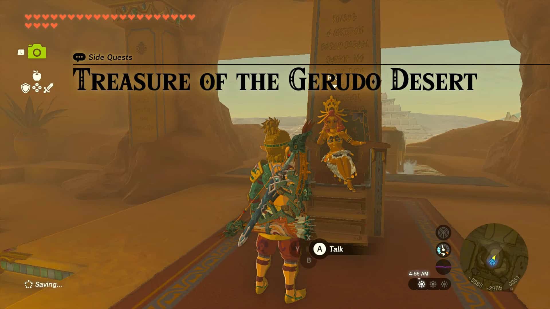 Zelda: totk tesoro del luogo di ricerca del deserto di Gerudo