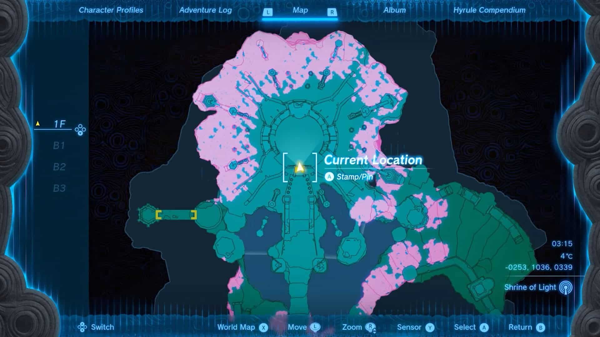 Mappa del castello di Hyrule con tunica del nuovo campione
