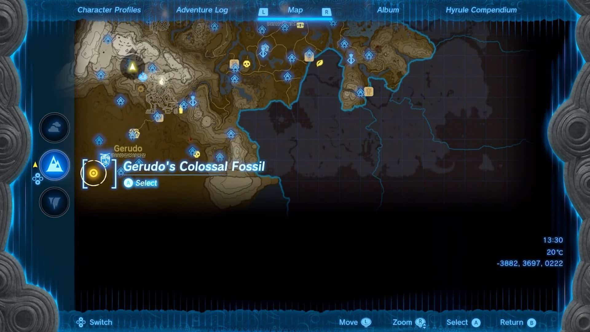 zelda: totk missione secondaria del fossile colossale di Gerudo