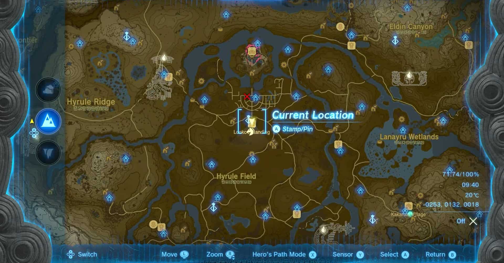 Zelda: luogo di atterraggio del belvedere di Totk
