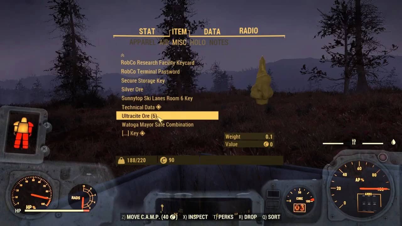 Coltivazione di ultracite in Fallout 76