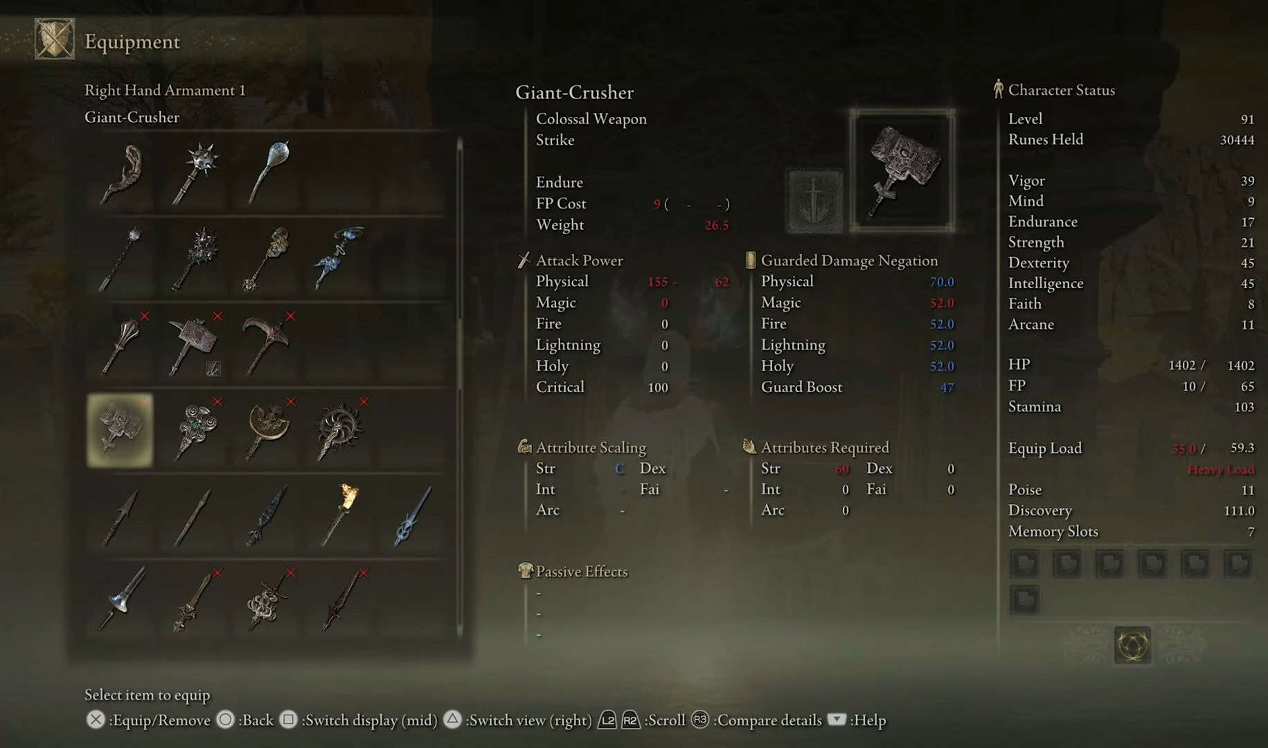 Statistiche del Frantoio Gigante Elden Ring