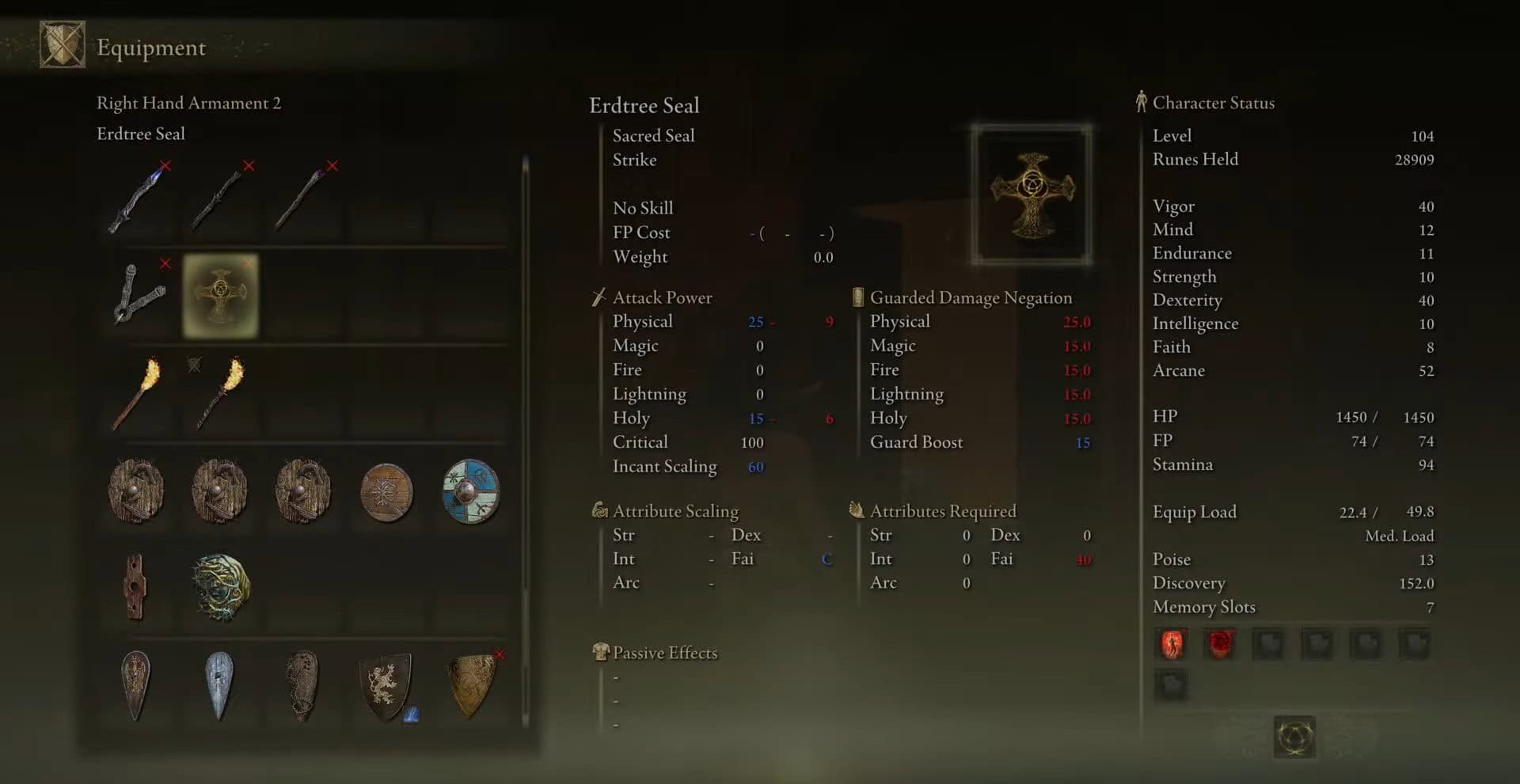 Statistiche del sigillo Erdtree