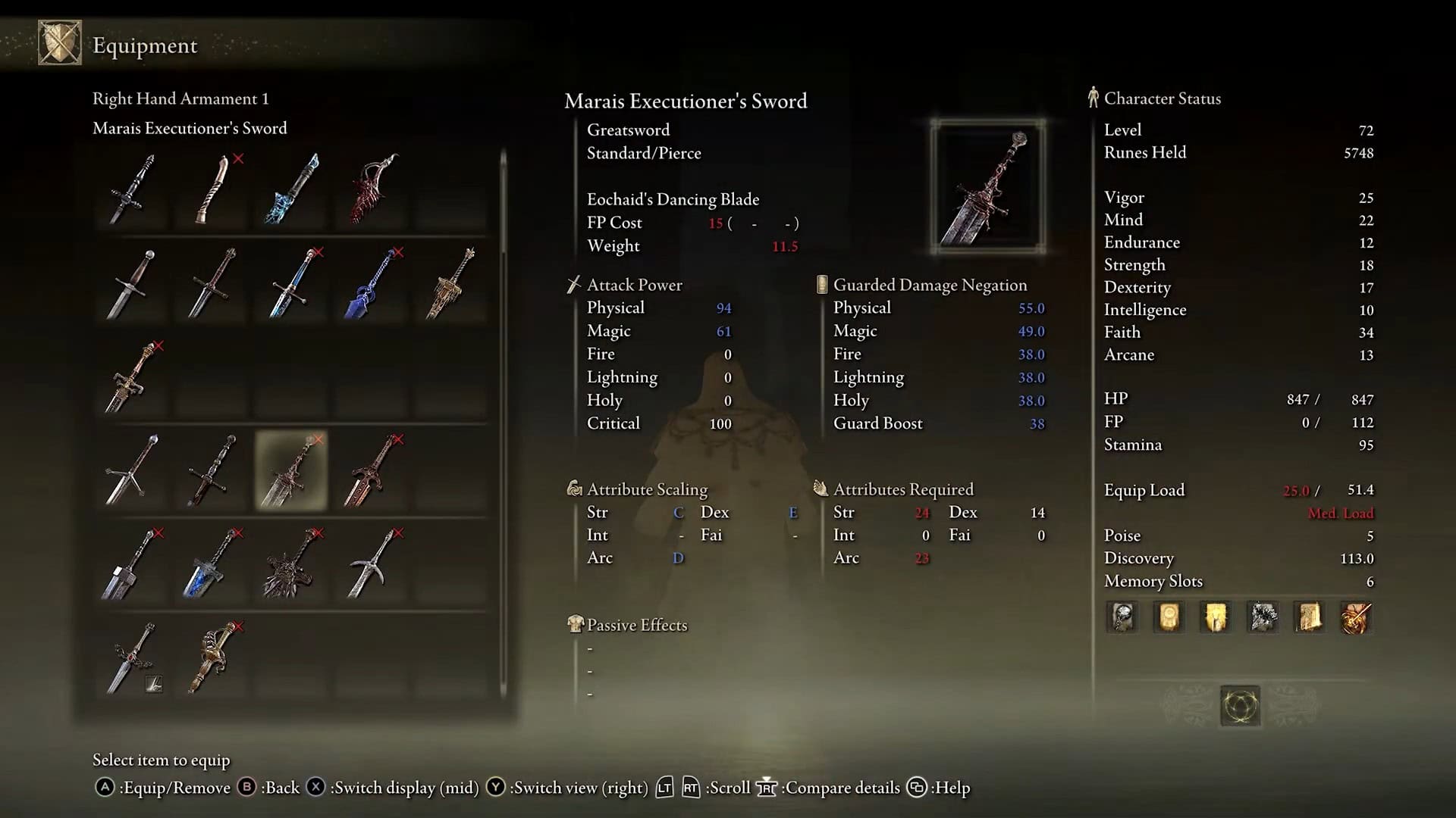 Statistiche della spada del boia Marais