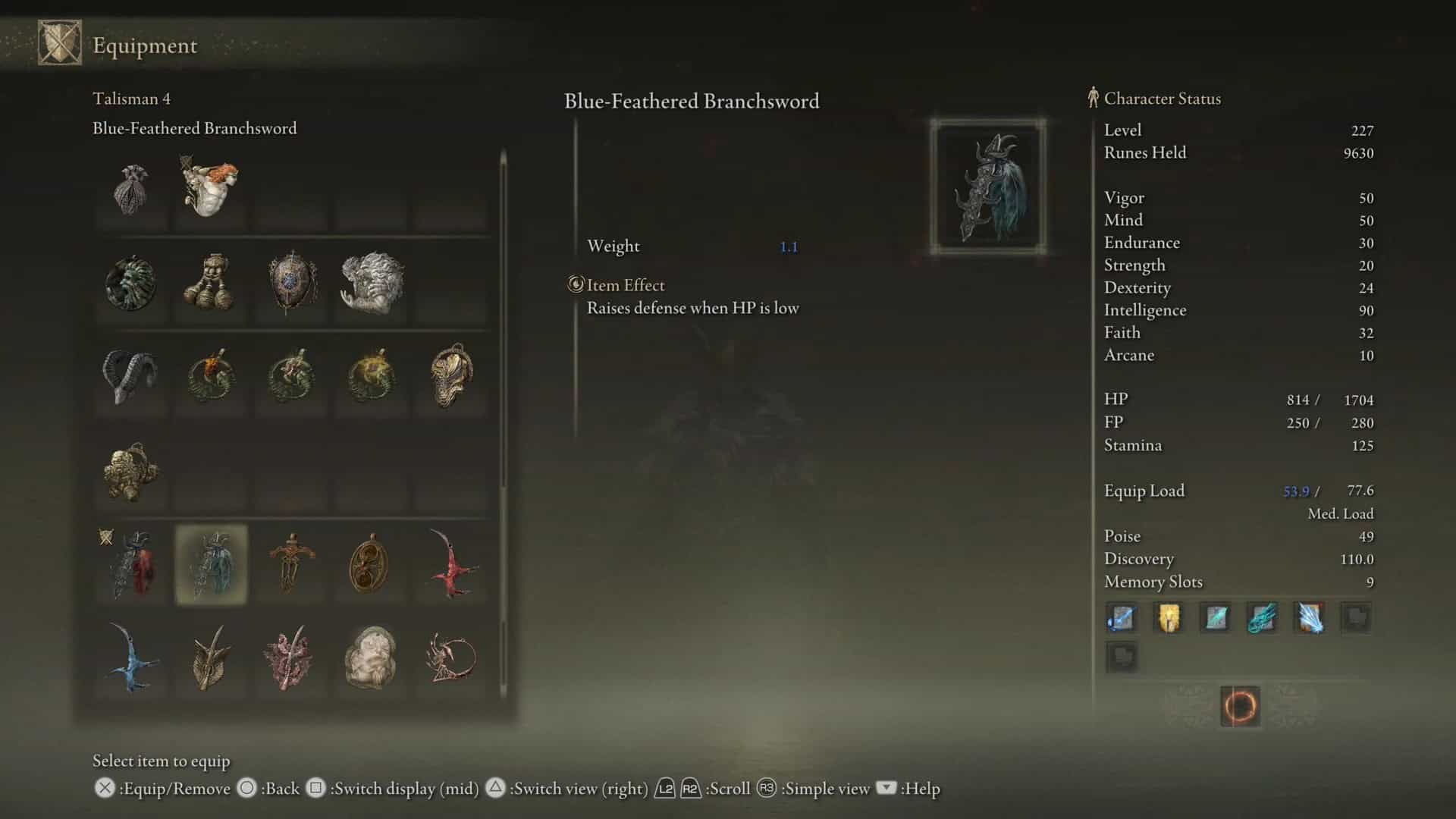 Statistiche della spada ramificata dalla piuma blu