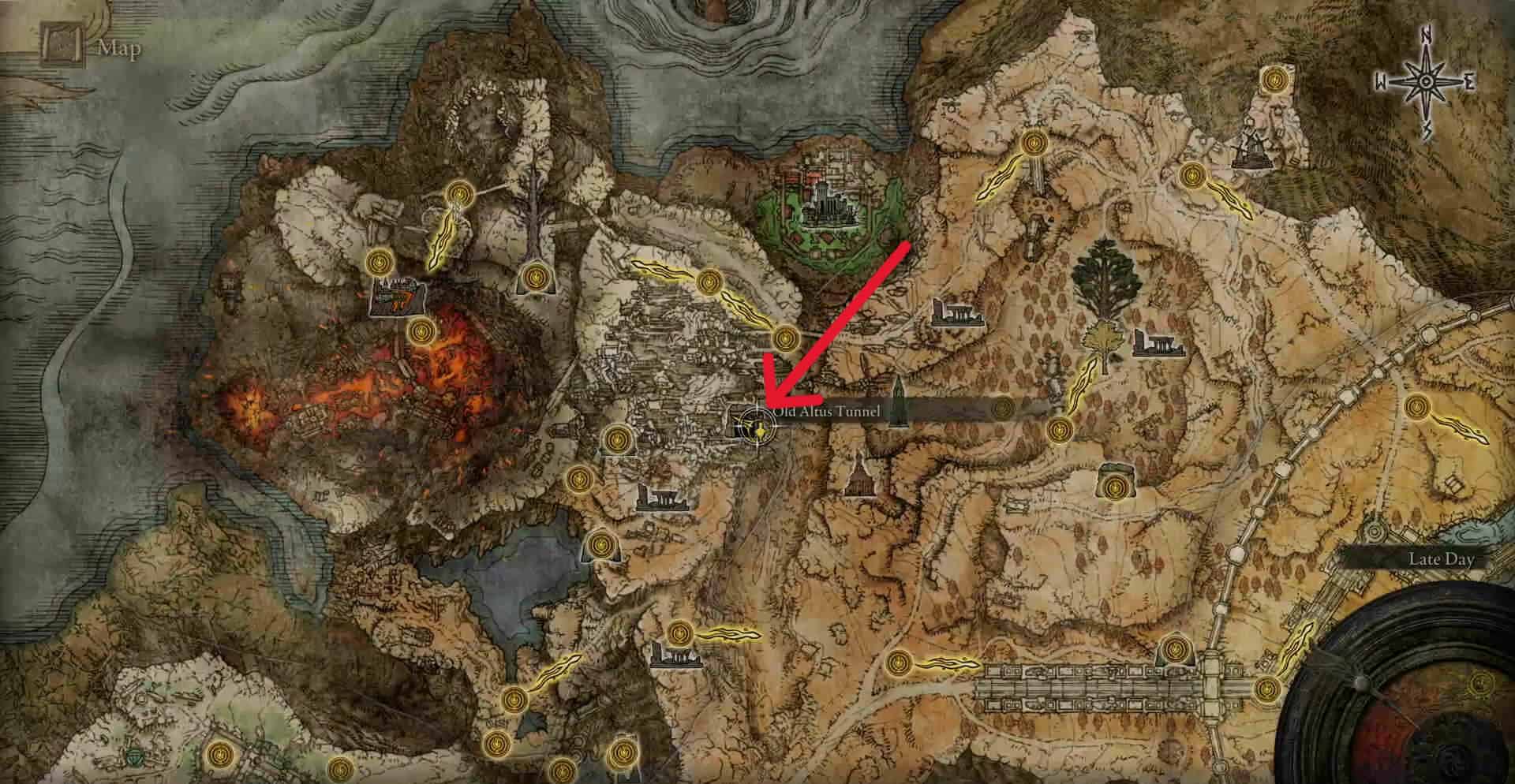 Posizione del vecchio tunnel Altus